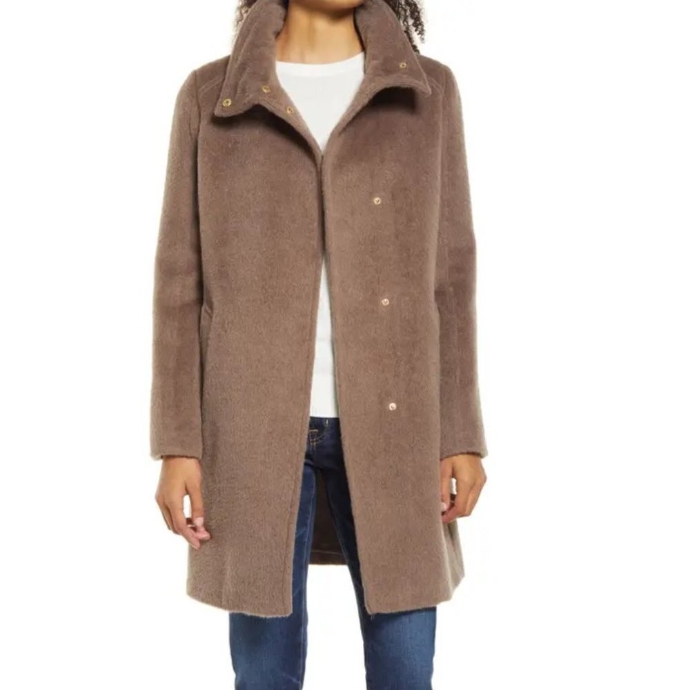 Cole Haan Womens Alpaca Blend Topper Coat